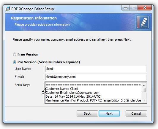 pdf-xchange editor key